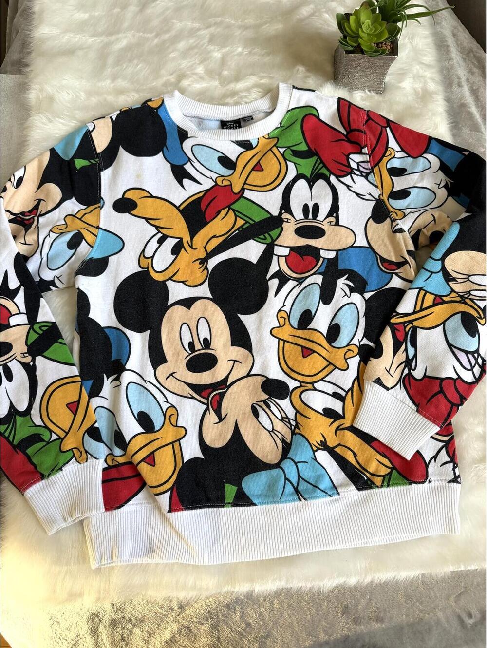 Disney Mickey Mouse All-Over Print Crewneck Sweatshirt SZ SM
